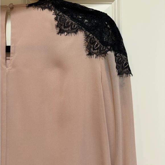 Alice + Olivia Blush Silk Blouse with Black Lace Trim size Small - Picture 5 of 9